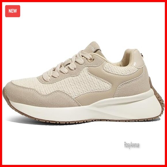 Women's Platform Sneakers Lace-Up Low Top Comfortable Breathable Walking Shoes